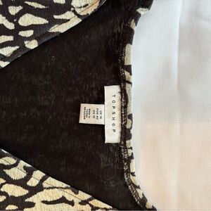 Topshop Black and Cream Leaf Print Dress